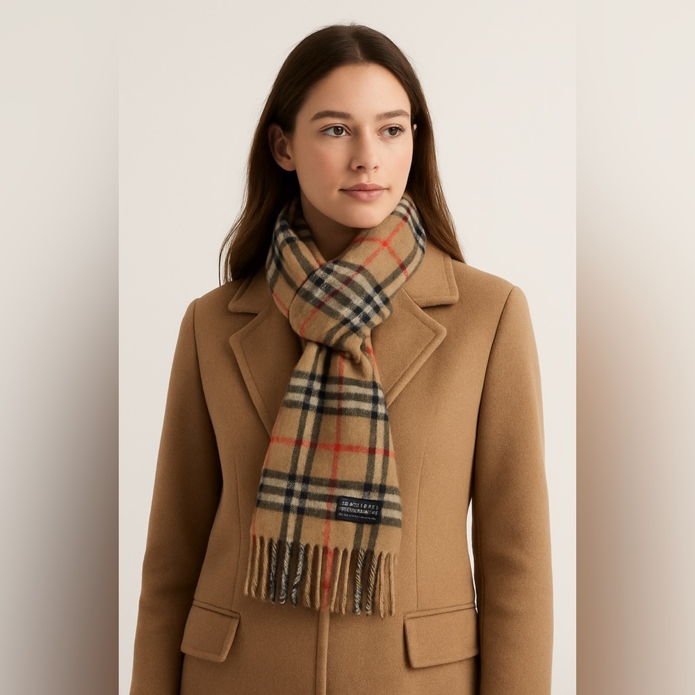 Burberry's of London Scarf nova check vintage 100% Cashmere Made in England - Picture 4 of 4